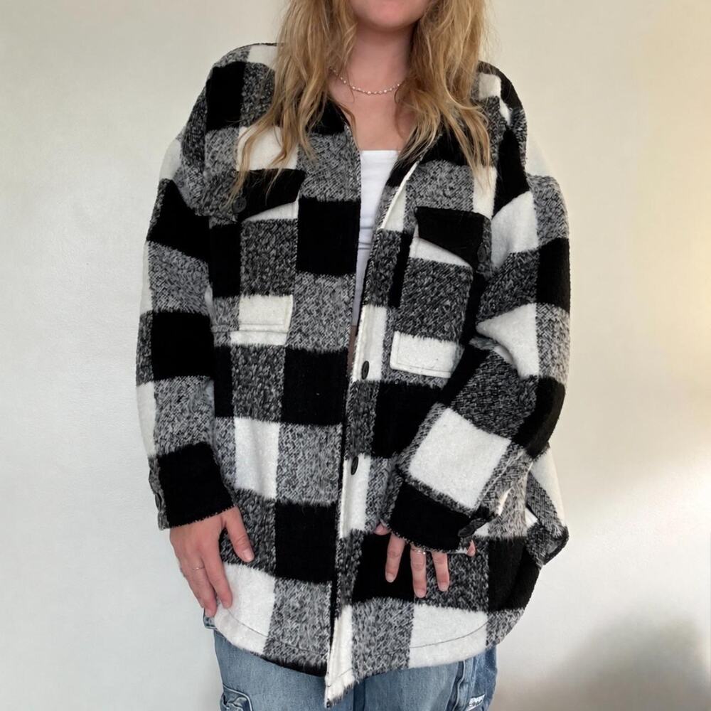Good American Buffalo Plaid Shacket